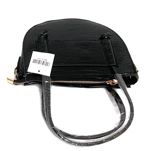 Black Crescent Faux Alligator Skin Bag - Picture 2 of 3